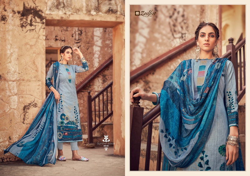 Zulfat Designer Suits Summer Breeze Cotton Printed Fancy Festive Wear Salwar Suits