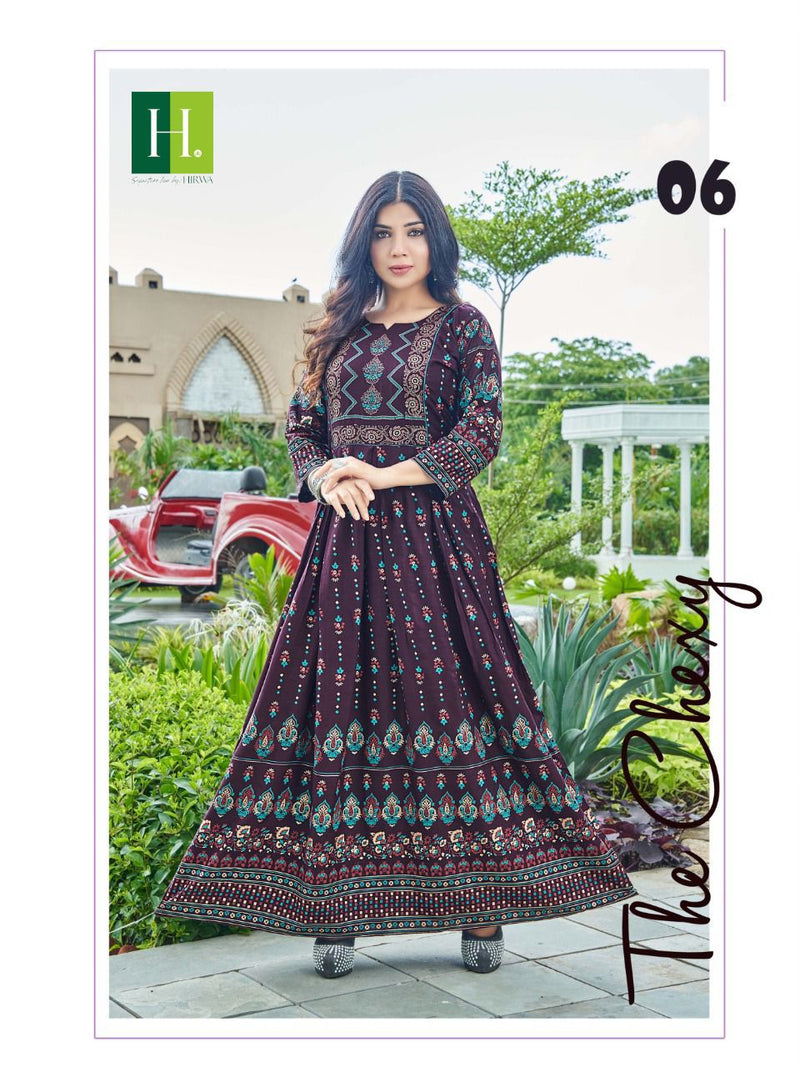 Hirwa Sunflower Vol 3 Rayon With Printed work Stylish Designer Party Wear Long Kurti