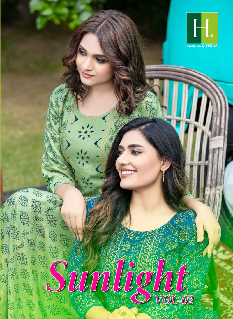 Hirwa Sunlight Vol 2 Rayon Stylish Designer With Heavy Rayon Printed Long Anarkali Kurti