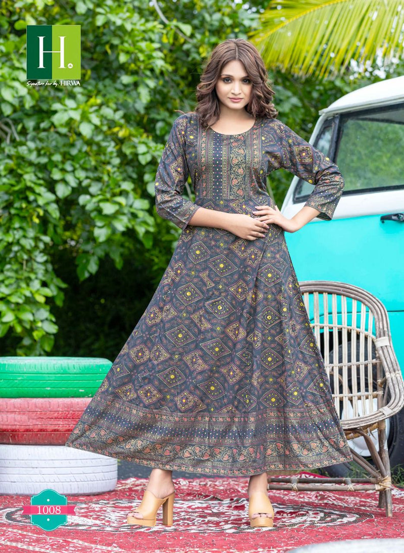 Hirwa Sunlight Vol 2 Rayon Stylish Designer With Heavy Rayon Printed Long Anarkali Kurti