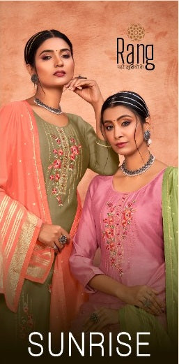 Rang Sunrise Muslin Silk With Heavy Beautiful Embroidery Work Stylish Designer Casual Look Fancy Salwar Kameez