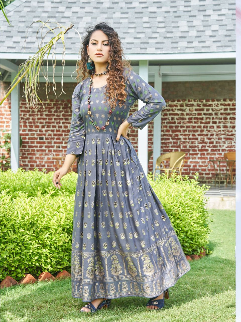 Hirwa Sunshine Vol 1 Rayon With Heavy Printed Stylish Designer Fancy Long Kurti