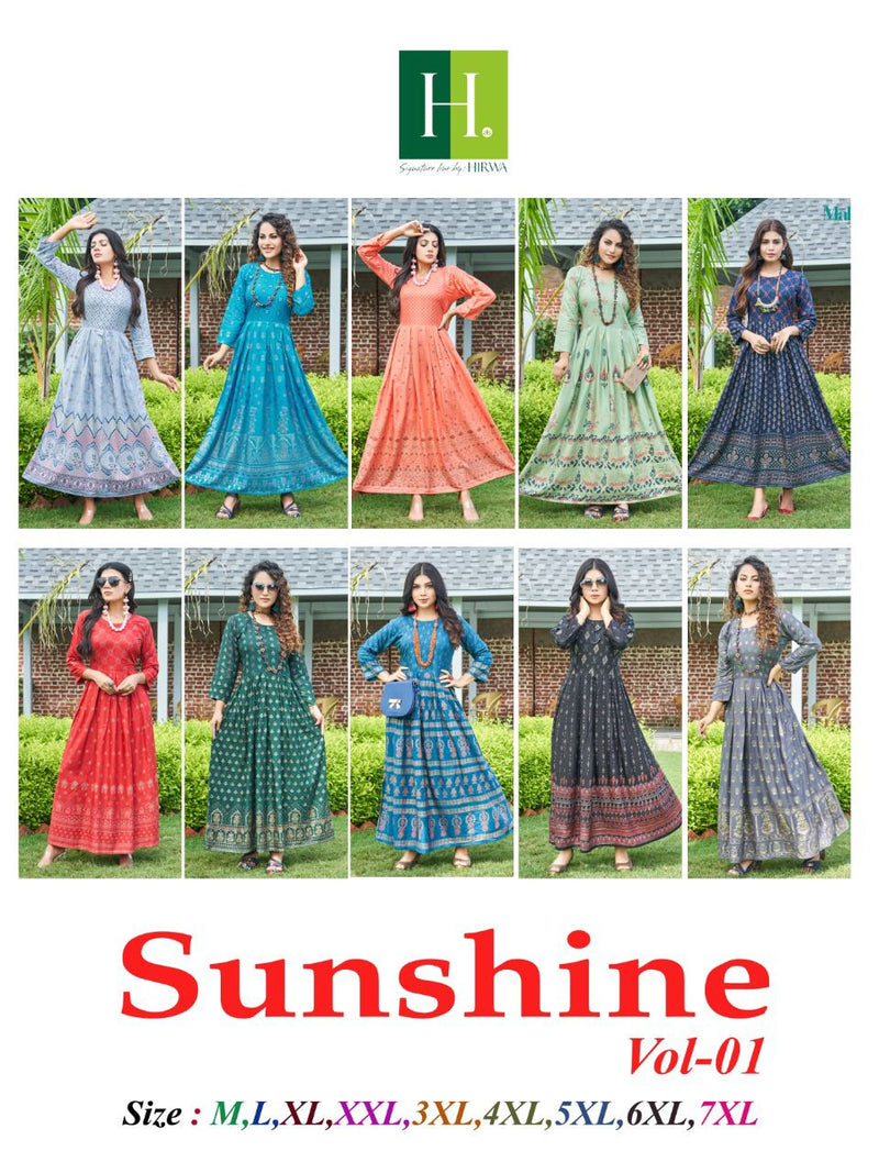 Hirwa Sunshine Vol 1 Rayon With Heavy Printed Stylish Designer Fancy Long Kurti