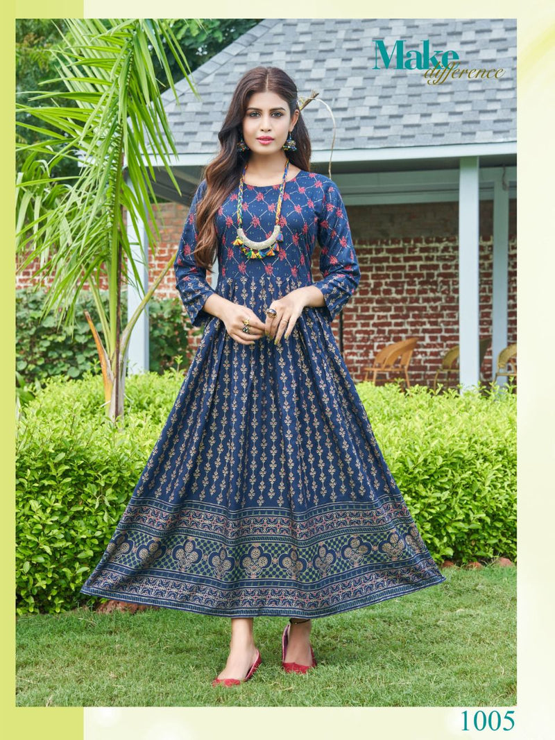 Hirwa Sunshine Vol 1 Rayon With Heavy Printed Stylish Designer Fancy Long Kurti