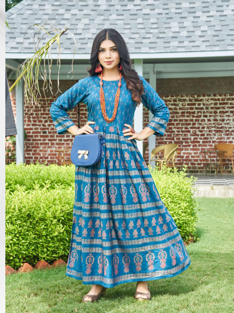 Hirwa Sunshine Vol 1 Rayon With Heavy Printed Stylish Designer Fancy Long Kurti