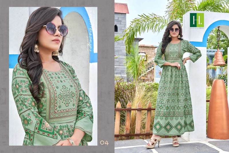 Hirwa Supriya Vol 1 Rayon Fancy  Designer Gown Style Long Party Wear Kurtis