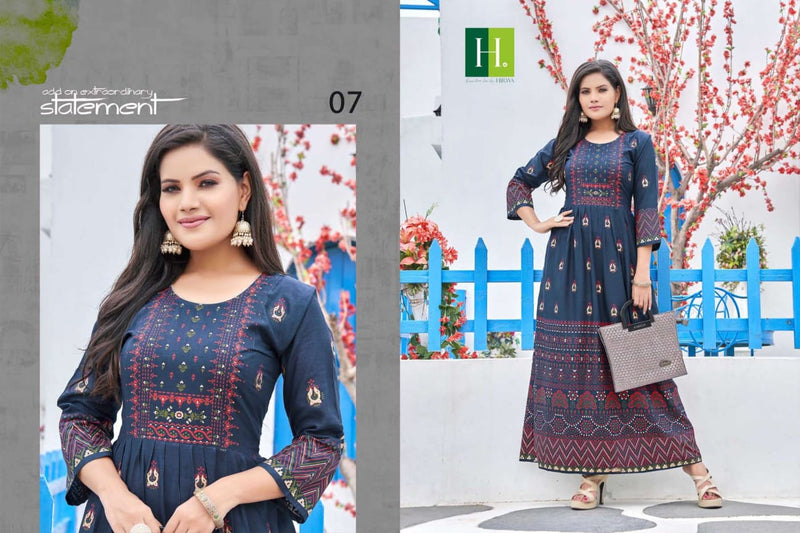 Hirwa Supriya Vol 1 Rayon Fancy  Designer Gown Style Long Party Wear Kurtis