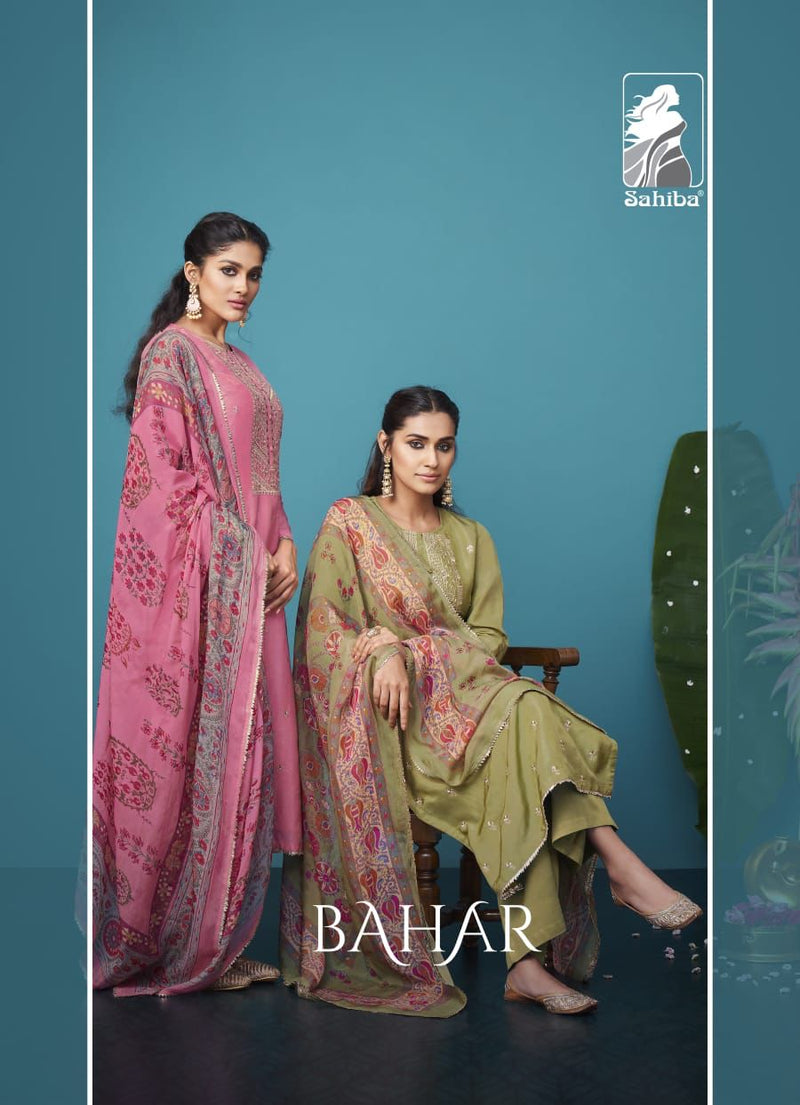 Sahiba Bahar Silk With Embroidery And Fancy Lace Salwar Suit