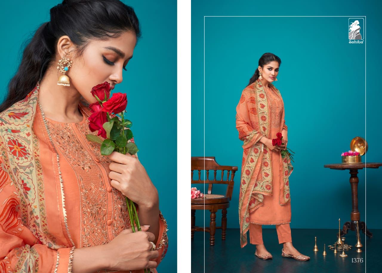 Sahiba Bahar Silk With Embroidery And Fancy Lace Salwar Suit