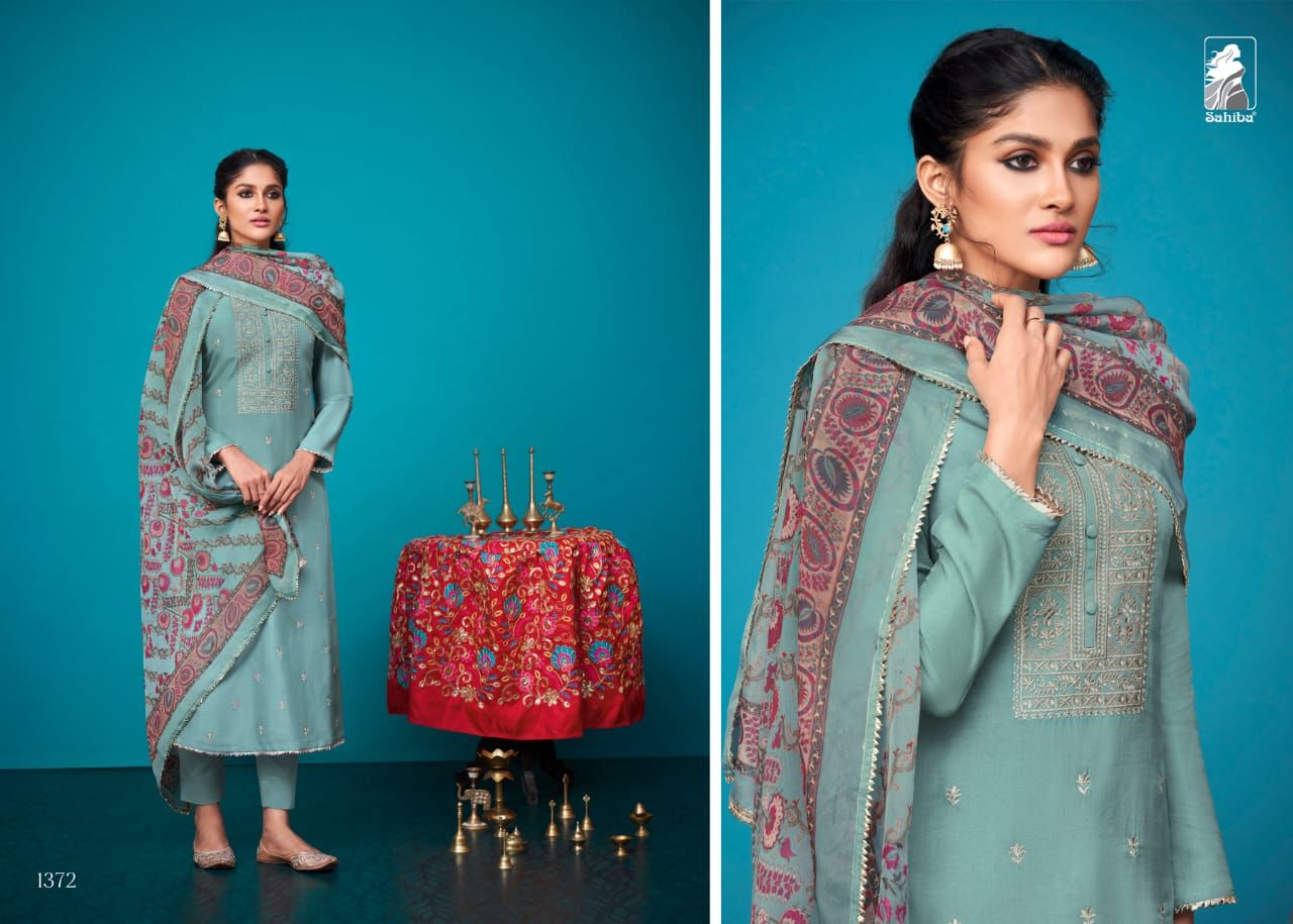 Sahiba Bahar Silk With Embroidery And Fancy Lace Salwar Suit