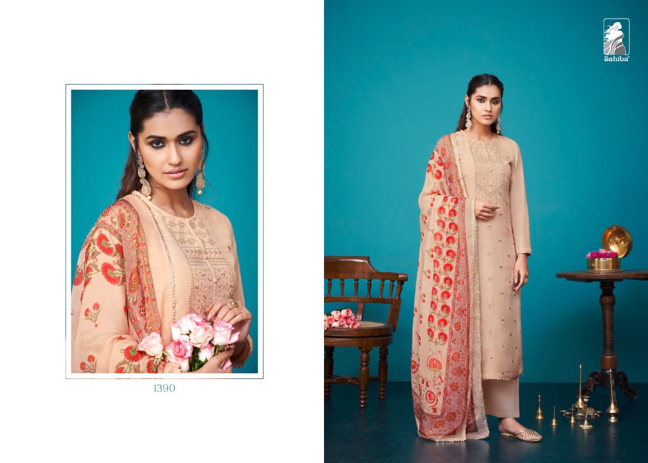 Sahiba Bahar Silk With Embroidery And Fancy Lace Salwar Suit