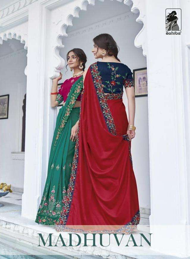 Sahiba Madhuvan Fancy Designer Partywear Sarees Collection