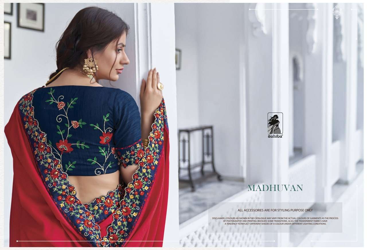 Sahiba Madhuvan Fancy Designer Partywear Sarees Collection