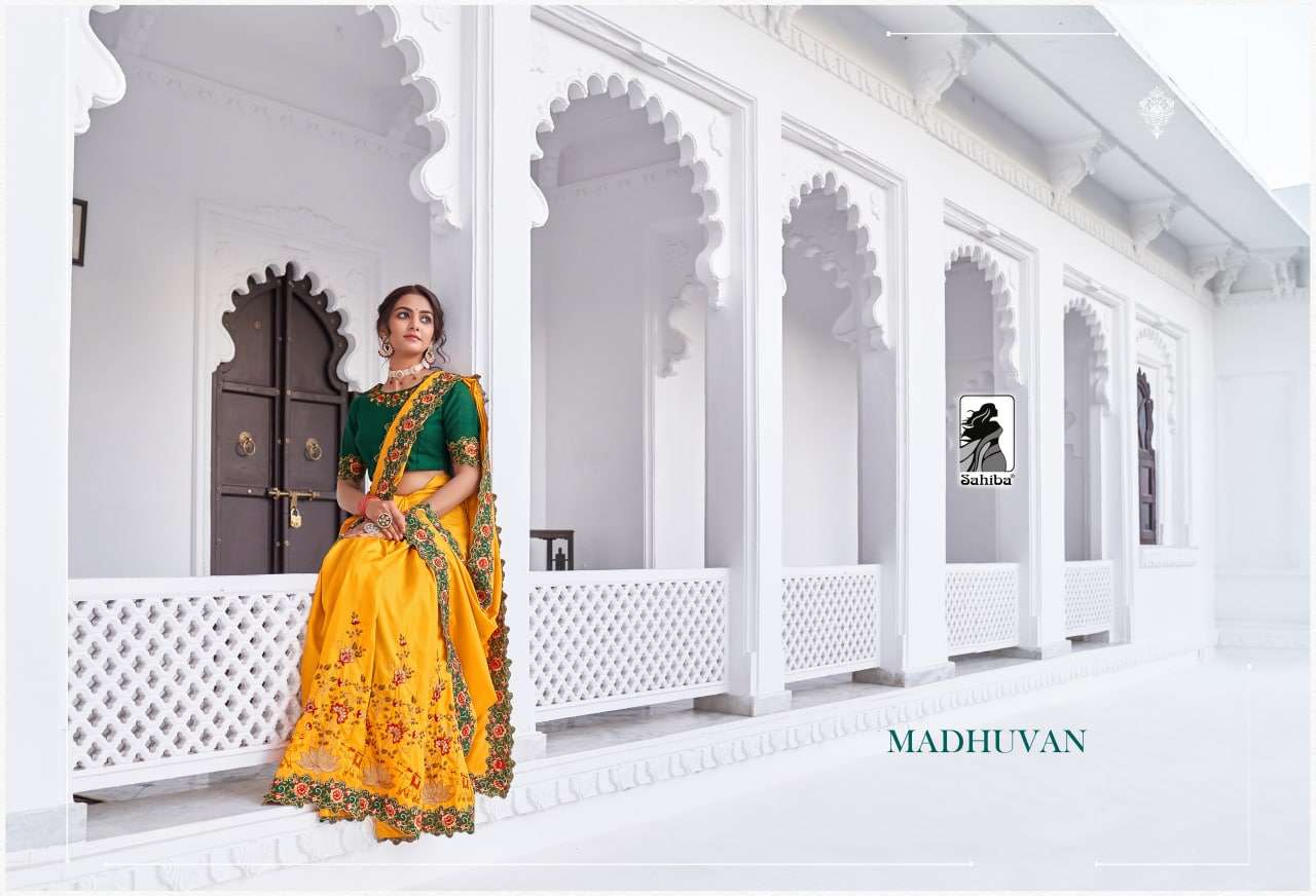 Sahiba Madhuvan Fancy Designer Partywear Sarees Collection