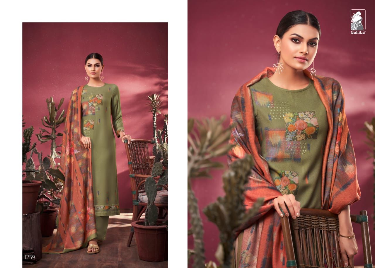 Sahiba Medley Pashmina Staple Twill Digital Print With Handwork Salwar Suit