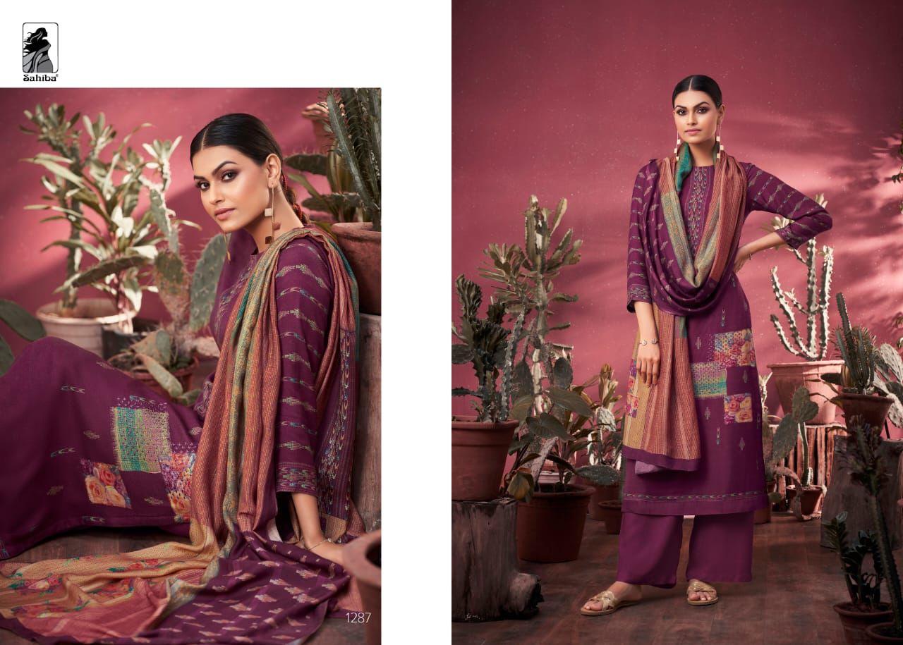 Sahiba Medley Pashmina Staple Twill Digital Print With Handwork Salwar Suit