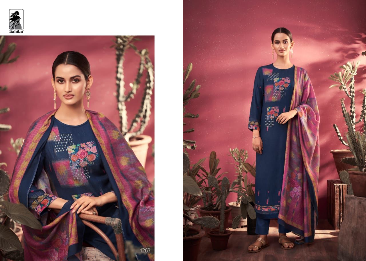 Sahiba Medley Pashmina Staple Twill Digital Print With Handwork Salwar Suit