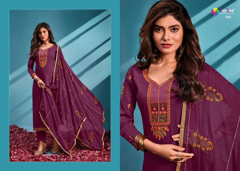 Sanskruti Sublime Jam Silk With Heavy Embroidery And Slave Work Salwar Suit