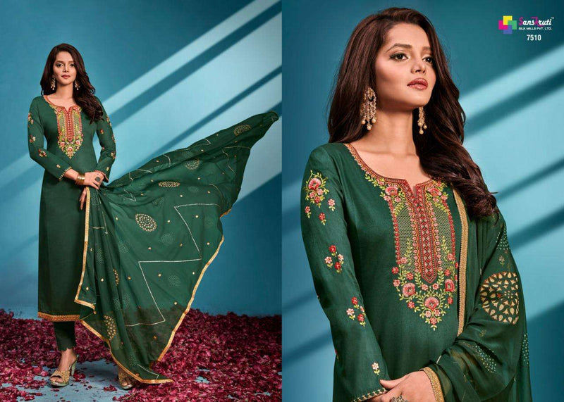 Sanskruti Sublime Jam Silk With Heavy Embroidery And Slave Work Salwar Suit