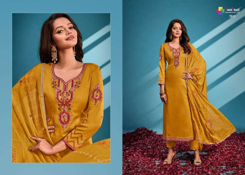 Sanskruti Sublime Jam Silk With Heavy Embroidery And Slave Work Salwar Suit