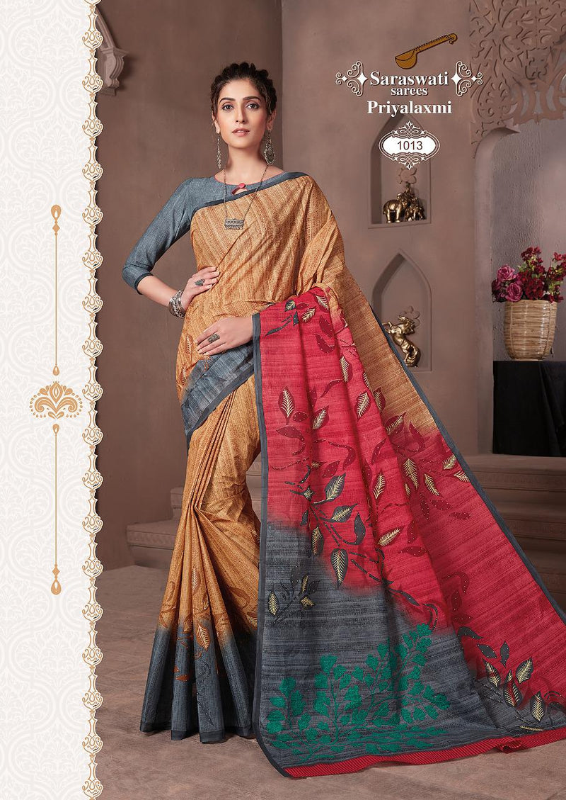 Malmal Cotton Silk Saree Bandhani Work Zari Weaving Rust Orange Color –  Absolute Fashion