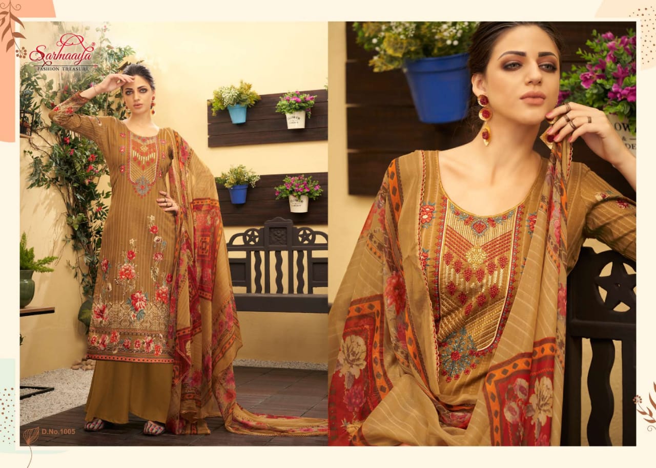 Sarmaaya Tex Gulnar Fab Pure Lawn Fancy Salwar Suits