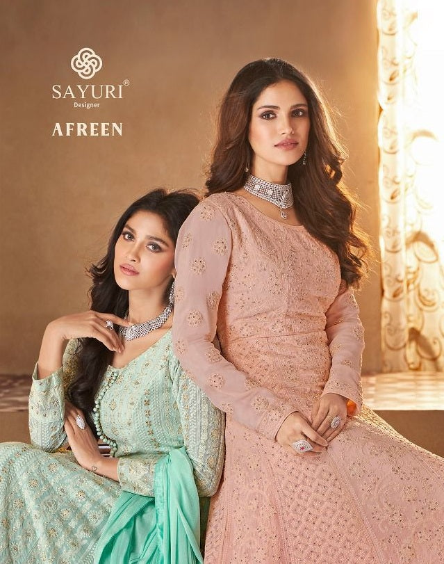 Sayuri Designer Afreen Real Georgette With Dull Santoon Salwar Suit