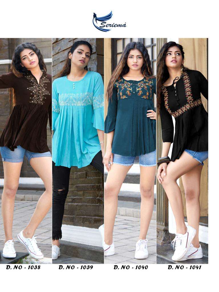 Seriema Glazier Vol 4 Heavy Rayon With Stylish Embroidery Work Kurti