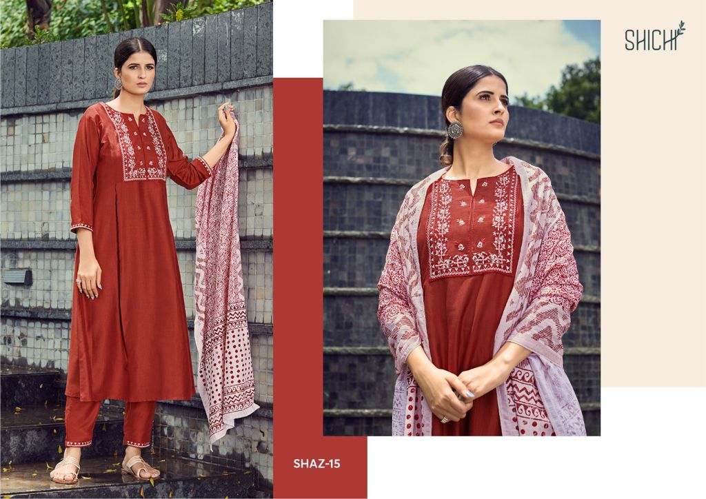 Shichi Aza Collection Chinon Pattern Work Fancy Designer Kurti