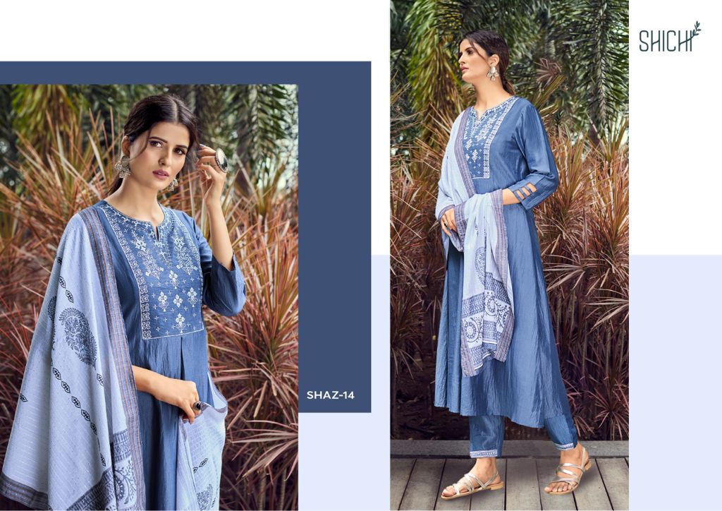 Shichi Aza Collection Chinon Pattern Work Fancy Designer Kurti