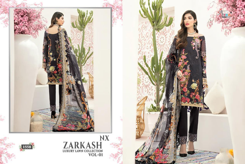 Shree Fab Zarkash Luxury Lawn Collection Vol 1 Nx Exlusive Embroidery Work Pakistani Salwar Kameez