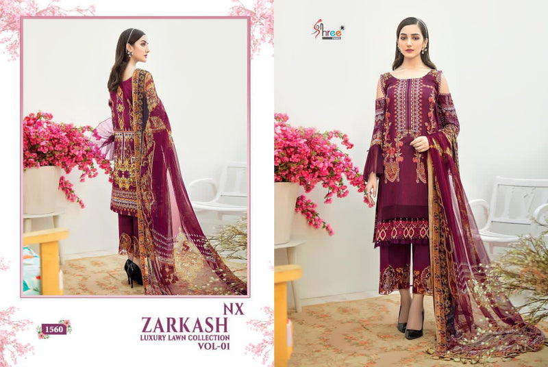 Shree Fab Zarkash Luxury Lawn Collection Vol 1 Nx Exlusive Embroidery Work Pakistani Salwar Kameez