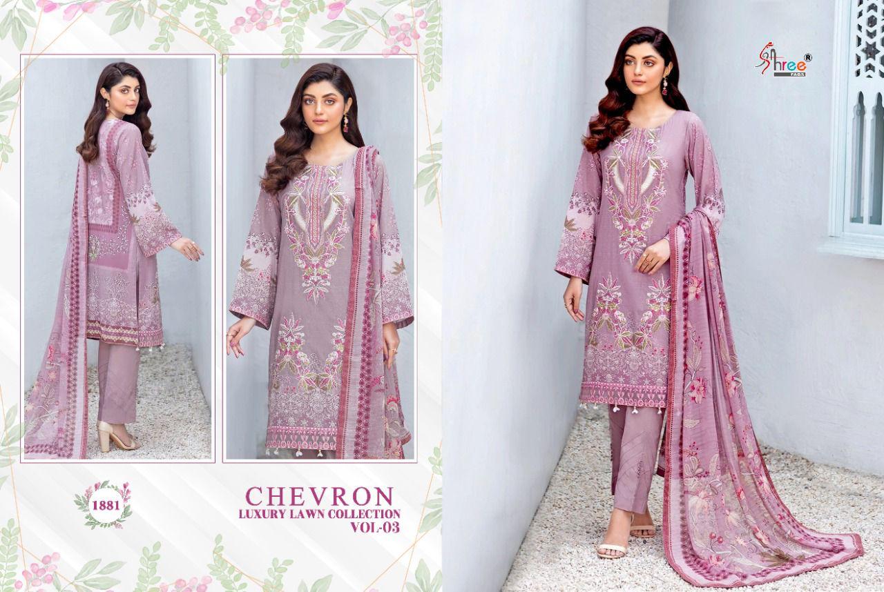 Shree Fabs Chevron Luxury Lawn Collection Vol 3 Pure Cotton Embroidery Work Salwar Kameez