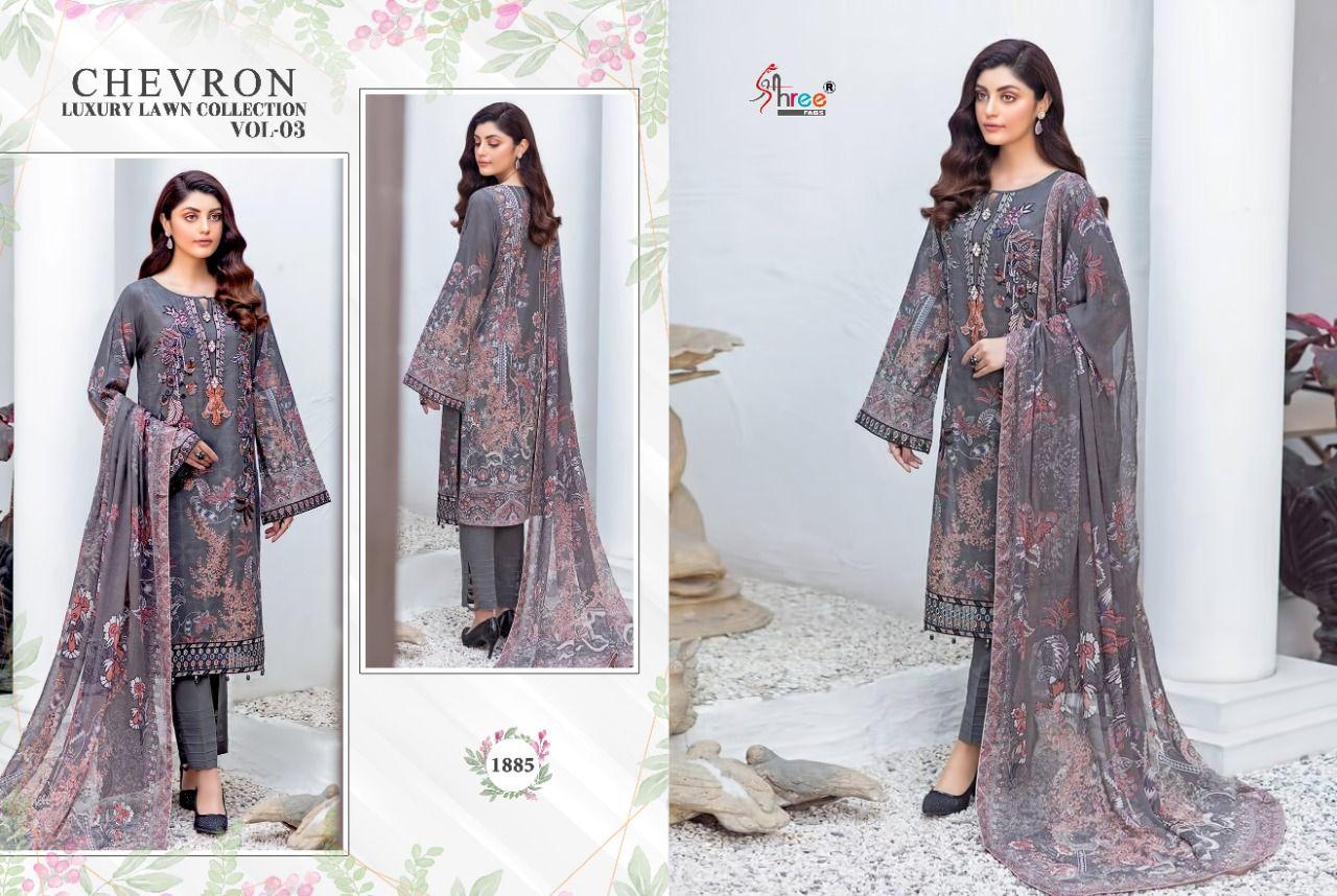 Shree Fabs Chevron Luxury Lawn Collection Vol 3 Pure Cotton Embroidery Work Salwar Kameez