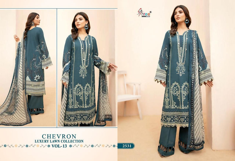 Shree Fabs Chevron Vol 13 Pure Lawn Cotton Self Embroidered Pakistani Suit