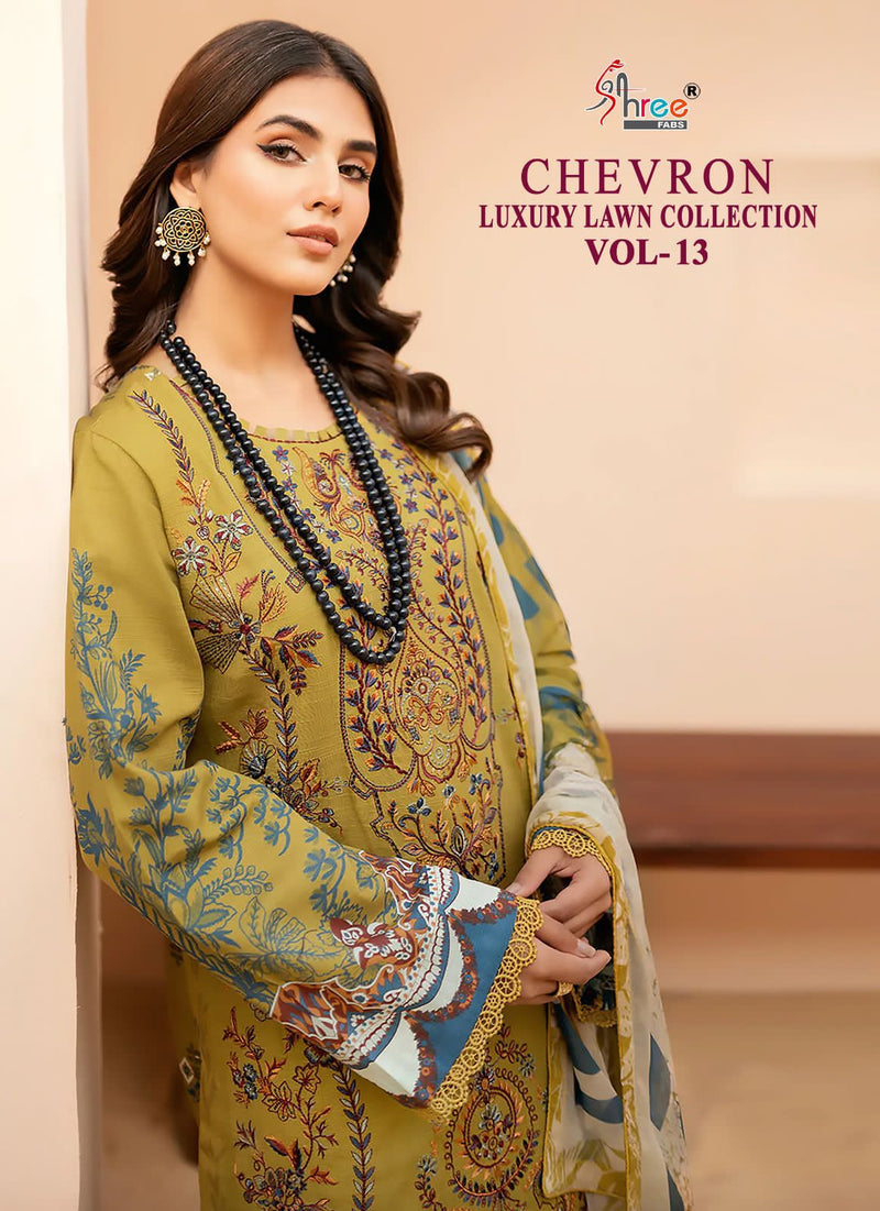 Shree Fabs Chevron Vol 13 Pure Lawn Cotton Self Embroidered Pakistani Suit