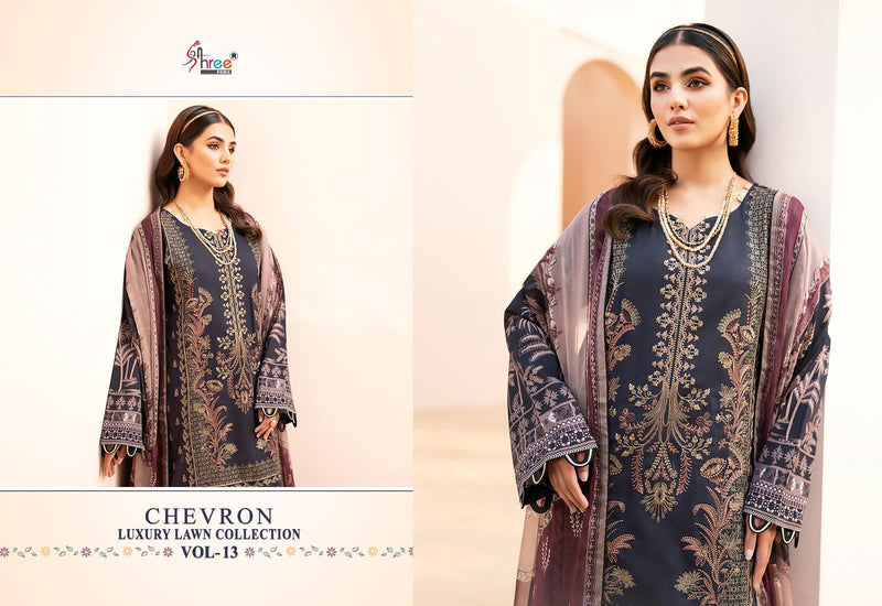 Shree Fabs Chevron Vol 13 Pure Lawn Cotton Self Embroidered Pakistani Suit