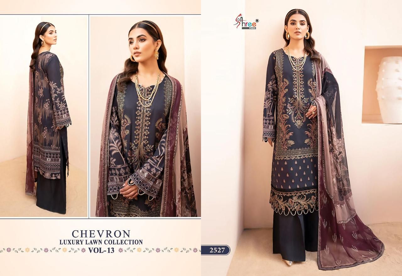 Shree Fabs Chevron Vol 13 Pure Lawn Cotton Self Embroidered Pakistani Suit