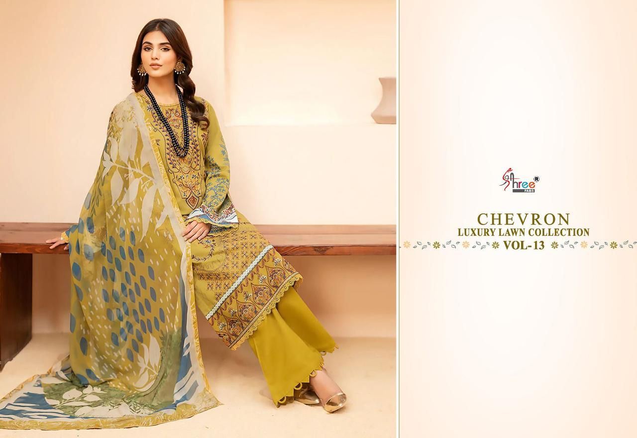 Shree Fabs Chevron Vol 13 Pure Lawn Cotton Self Embroidered Pakistani Suit