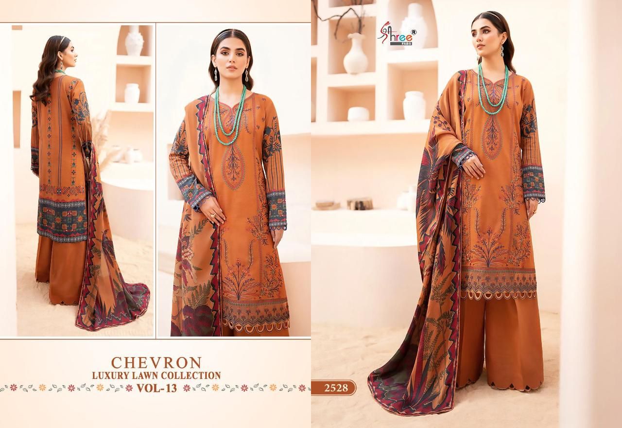 Shree Fabs Chevron Vol 13 Pure Lawn Cotton Self Embroidered Pakistani Suit