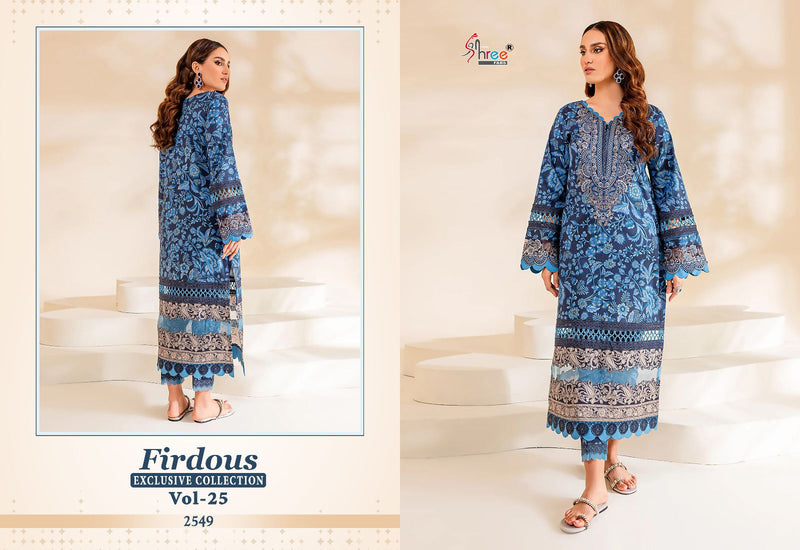 Shree Fabs Firdous Exclusive Collection Vol 25 Pure Cotton Print With Exclusive Embroidery Work Salwar Kameez