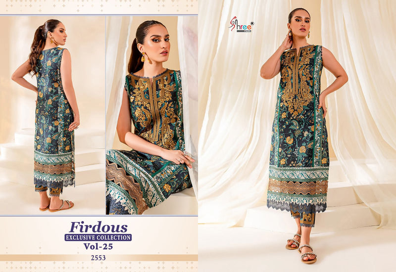 Shree Fabs Firdous Exclusive Collection Vol 25 Pure Cotton Print With Exclusive Embroidery Work Salwar Kameez