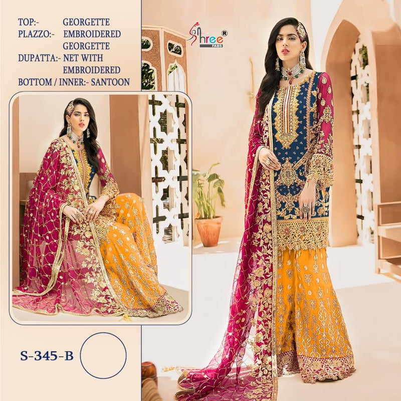 Shree Fabs S 345 Colours Georgette Heavy Embroidered Work Pakistani Suit