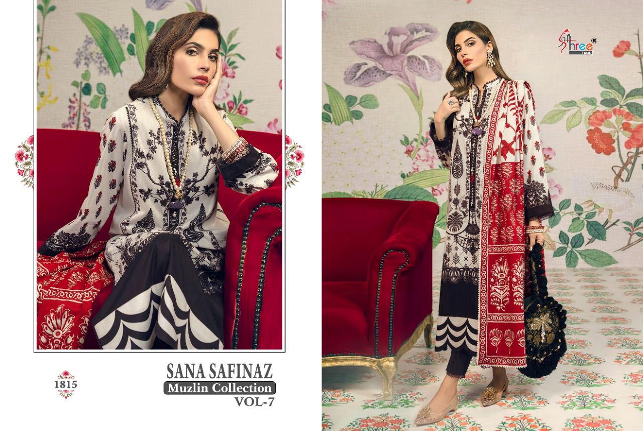 Shree Fabs Sana Safinaz Muzlin Collection Vol 7 Pure Cotton Print Embroidery Work Pakistani Suit