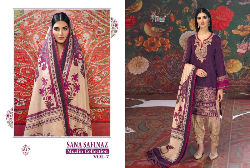 Shree Fabs Sana Safinaz Muzlin Collection Vol 7 Pure Cotton Print Embroidery Work Pakistani Suit