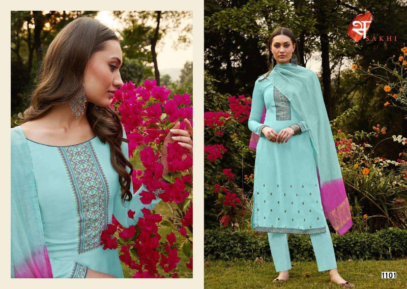 Swagat Presents By Sakhi 1101-1108 Muslin With Embroidery Work Fancy Casual Wear Salwar Suits