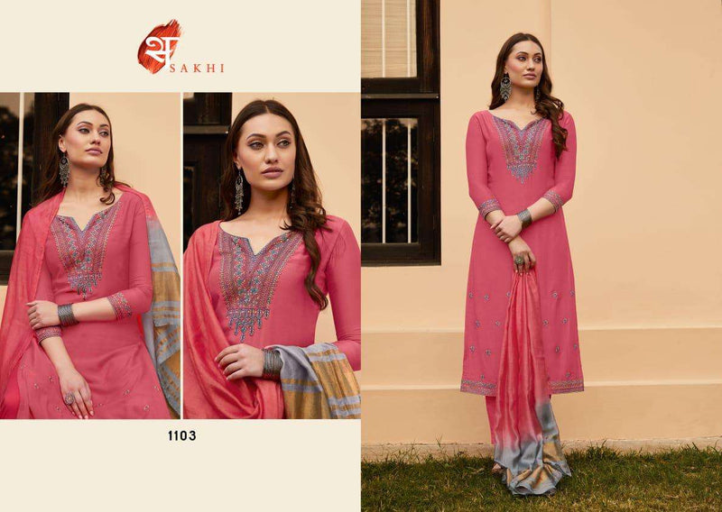 Swagat Presents By Sakhi 1101-1108 Muslin With Embroidery Work Fancy Casual Wear Salwar Suits