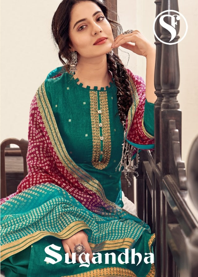 Sweety Fashion Launch Sugandha Cotton Satin With Fancy Printed Regulae Wear Salwar Suits