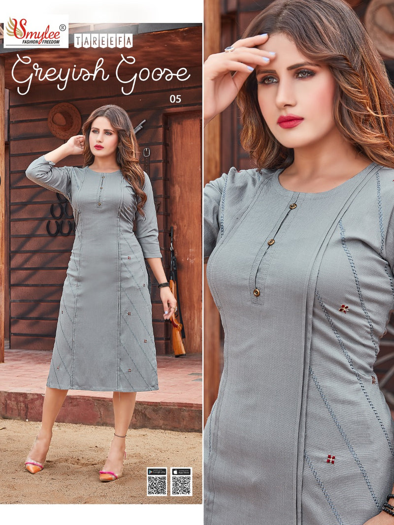 Smylee Fashion Tareefa Slub Fancy Stylish Casual Wear Stretchable Kurtis