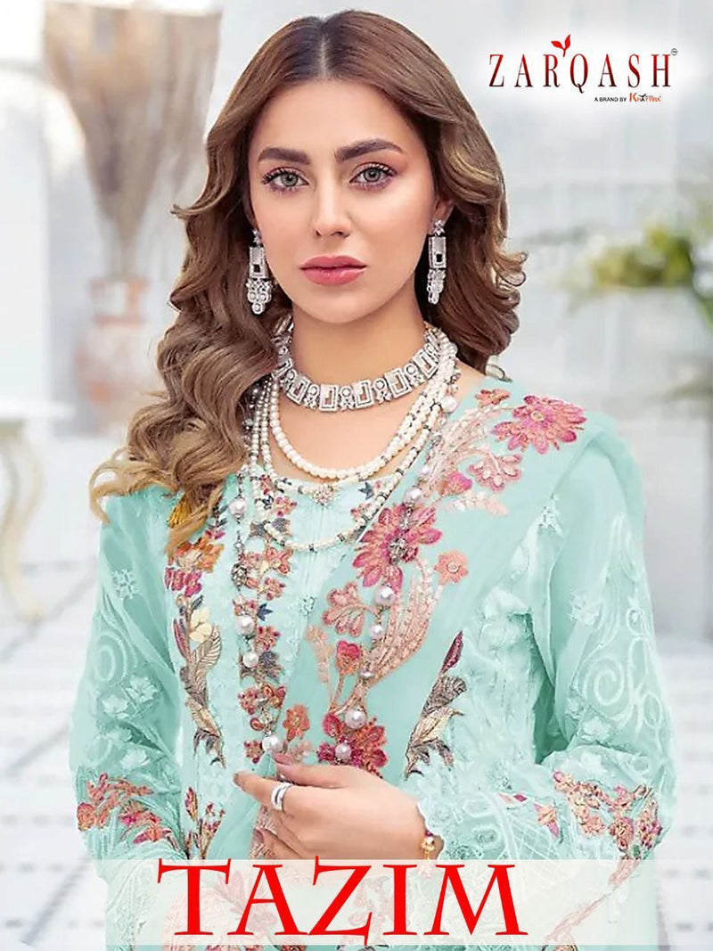 Zarqash Tazima Fox Georgette Heavy Embroidered Pakistani Style Party Wear Salwar Suits